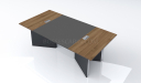 8 seater meeting table with leather and wood top