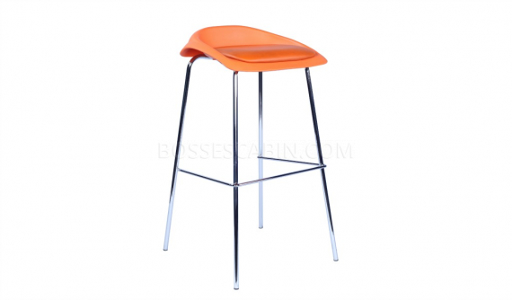 bar stool with steel base and orange seat
