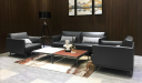 office waiting are with dark gray office sofa in premium leather