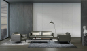 modern office with dark gray leather italian sofa