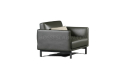 one seater office sofa in premium gray leather with gun metal legs