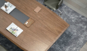 boardroom table in walnut veneer top view
