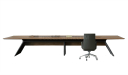 premium boardroom table in walnut veneer and meteor gray base