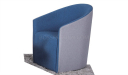 lounge chair in blue and light blue cashmere fabric upholstery