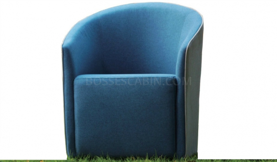 lounge chair in cashmere fabric in blue