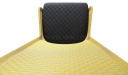 top view of lounge chair in yellow and black fabric
