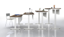 height adjustable desks set to diiferent heights