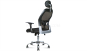 black mesh high back chair with headrest and lumbar support