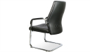 black leather visitors chair with a fixed sled base in steel