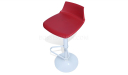 bar stool with red seat and foot rest