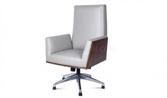 office chair in premium leather and walnut wood