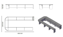 16 feet U shape conference table size diagram