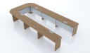 U shaped conference table in walnut veneer finish with four wireboxes