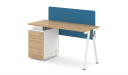 single seater workstation with fabric screen and storage