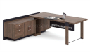 8 feet office table with side cabinet in walnut finish