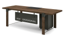 rectangular office desk with mobile pedestal and modesty panel in walnut