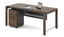 compact office desk with modesty panel and mobile pedestal in walnut laminate