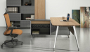 Varna Office Table In Light Oak With Side Cabinet