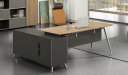 Varna Office Table In Light Oak With Side Cabinet