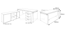 shop drawing of 5 feet office table with side cabinet