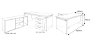 shop drawing of 5 feet office table with side cabinet