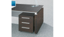 office table with three drawer mobile pedestal in dark oak veneer