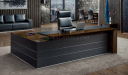 posh office cabin with executive desk and leather chair