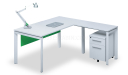 L shape office table in white laminate