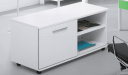 office desk side cabinet in white laminate