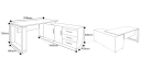 shop drawing of Linz 5 feet office desk with side cabinet