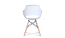 white plastic chair with beech wood finish legs