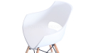 close up view of white plastic cafeteria chair