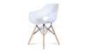 cafeteria chair in white plastic with light wood legs