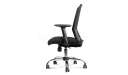 side view of black color office chair with steel base