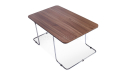 sleek coffee table with natural wood finish top and steel legs