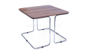 sleek corner table with slim steel wire legs