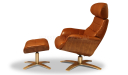 lounge chair and ottoman in tan leather