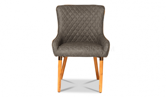 cafeteria chair in gray fabric with wooden legs