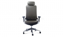 Gray leather office chair with headrest