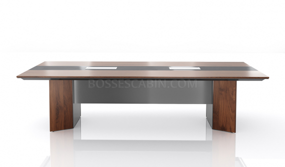 'Maxima' 10 Feet Meeting Table in Leather & Wood