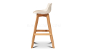 bar stool with white plastic seat and light wood legs