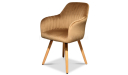 restaurant and dining chair in brown fabric with wooden legs