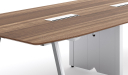 walnut finish meeting tabletop with wire manager