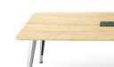 meeting table with oak wood finish table top and aluminum alloy legs