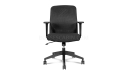 office chair in black mesh back and black cushioned seat