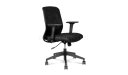 black office chair with curved netted back