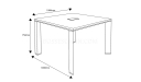 shop drawing of square four seater meeting table