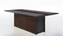 meeting table in dark oak veneer and black leather