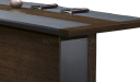 conference table in dark wood and black leather finis