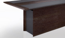 close up of oak veneer and leather finish meeting table